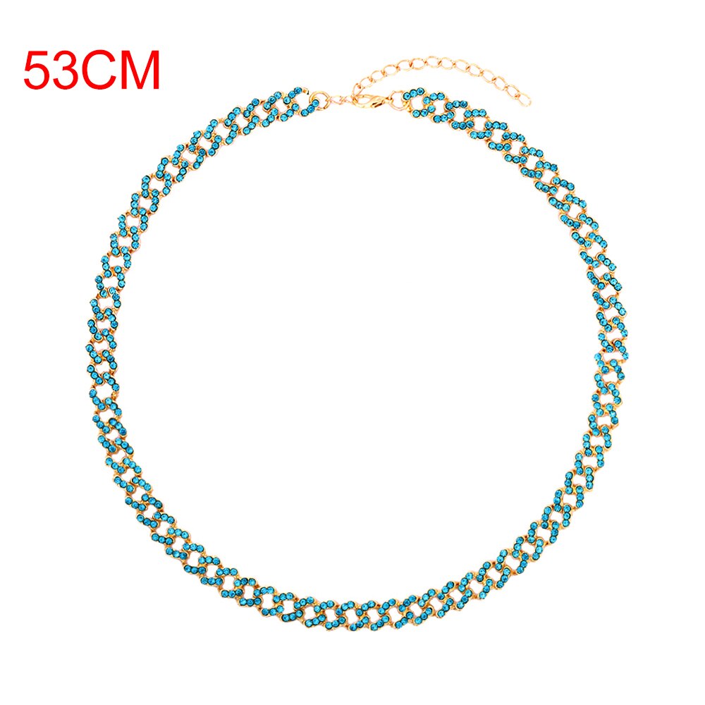 Punk 9MM ghiacciato Bling Miami catena a maglia cubana colore misto Miami cordolo girocollo collana di strass di cristallo per gioielli da donna: 054902BL