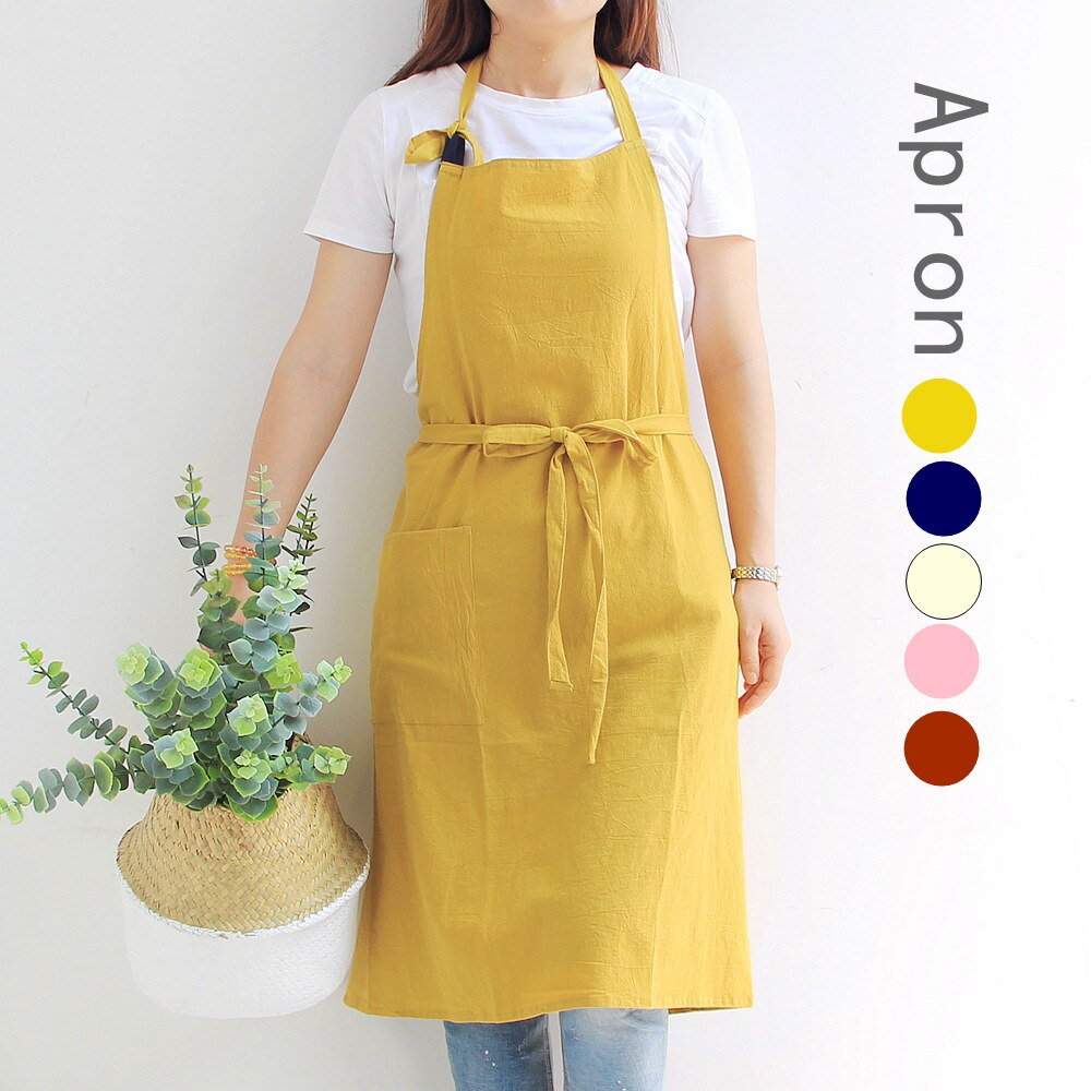 Delantal sin mangas de algodón para el hogar, ropa de trabajo, arte, floristería, horneado, tamaño grande, para manicura Floral, Color sólido