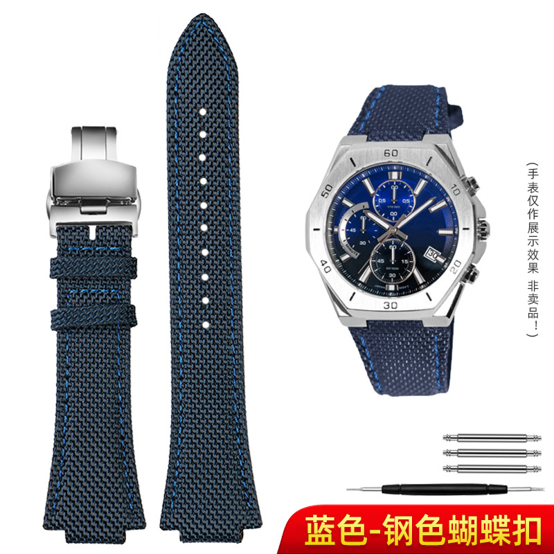 Bracelet en métal et acier inoxydable pour bracelet de montre Casio série Edifice Farm Oak EFB-680 ECB10YD bracelet de montre convexe pour hommes 12mm 14mm: Blue White / 17mm