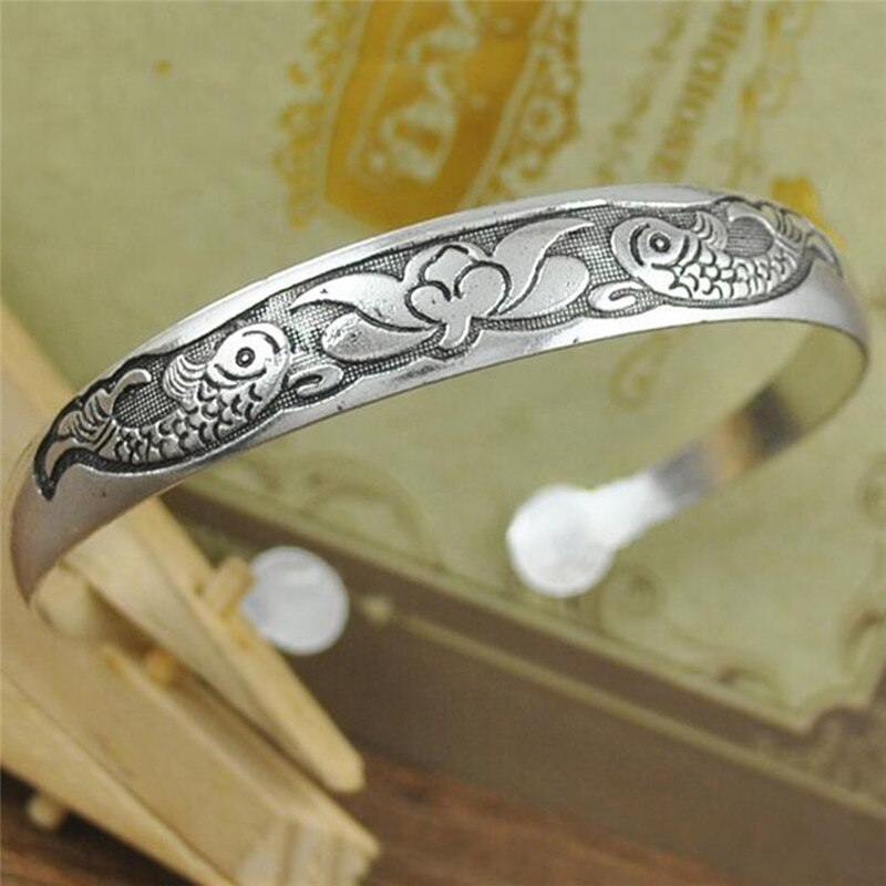 10 Stil Tibetische Tibet Silber Farbe Offene Armreif Ethnic Vintage Totem Manschette Armreif Schmuck für Frauen: H