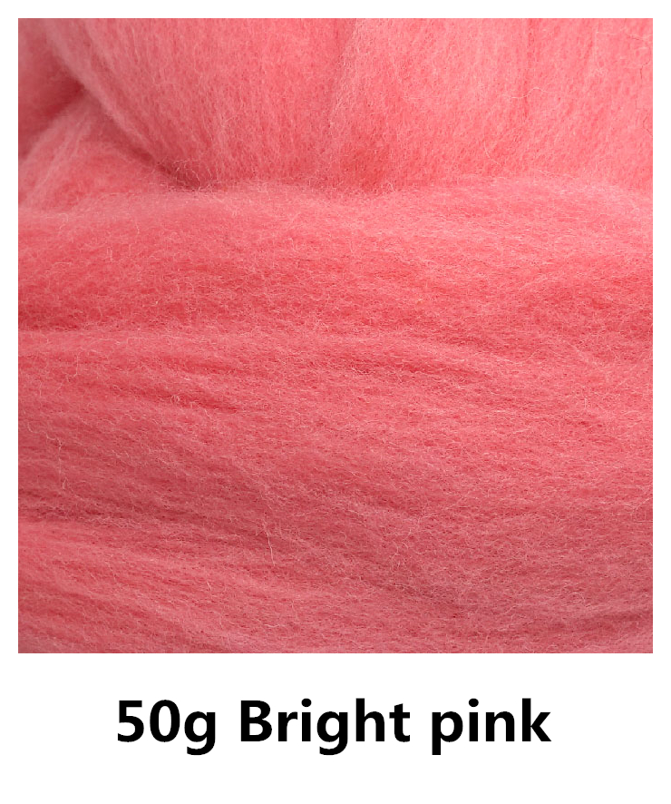 50g Super Snelle vilten Korte Vezel Wol in Naald Vilten wolvilt kleur Heldere roze nat vilten
