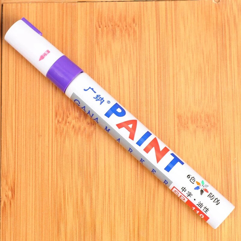 1pc bil motorcykel däck däck färg penna bärbar vattentät metallisk färg markör pennor för diy graffiti tavla målning: Lila