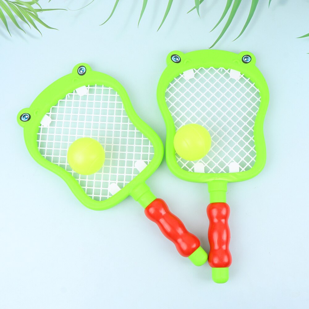 1 sæt børnetennisracket badminton racetsæt med bolde indendørs og udendørs sportslegetøj til børn børn - søhestemønster