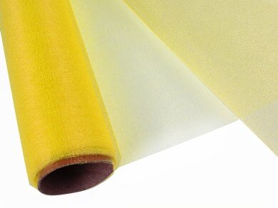 5 meter 500 x 65cm doorschijnende kristallen organza tule rol stof voor bruiloft feest huisdecoratie jaar decoratie doe-het-zelf naaien: Geel