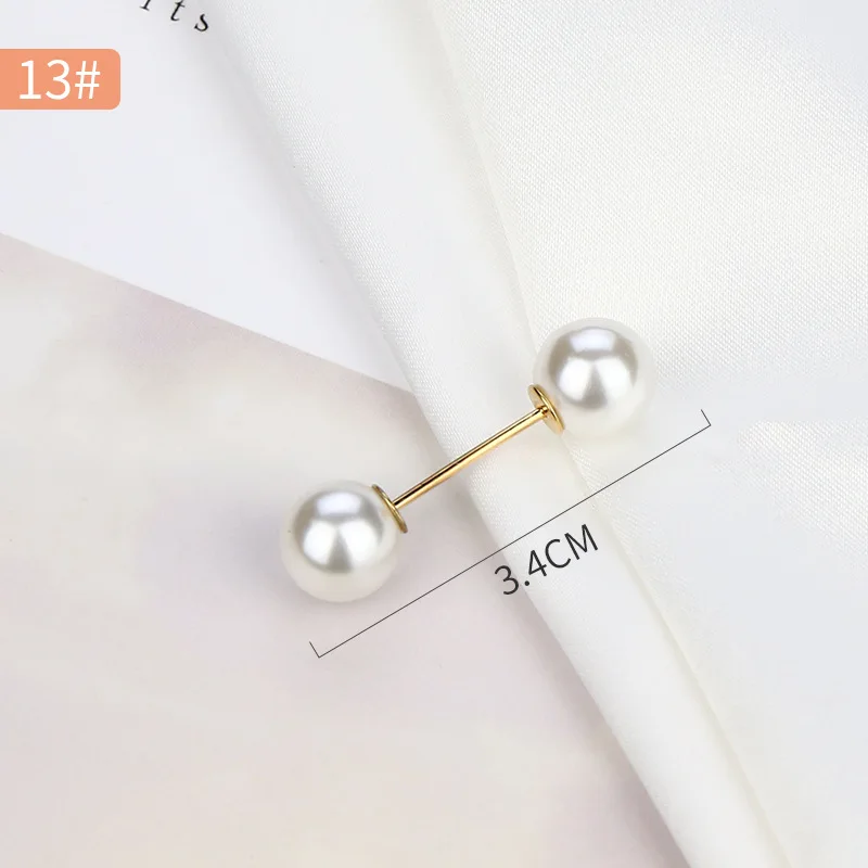 2/4 Uds broche de perlas alfileres suéter chal Clips imitación perla diamantes de imitación Collar Pin de seguridad para mujer chica ropa vestido Accesorios: M / Verde