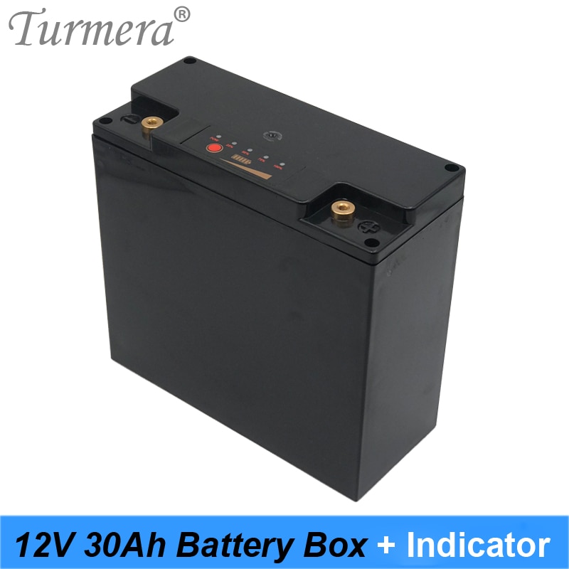 Caja de almacenamiento de batería Turmera 12V 30Ah con indicador de capacidad construir 48 piezas 18650 batería para fuente de alimentación ininterrumpida 12V