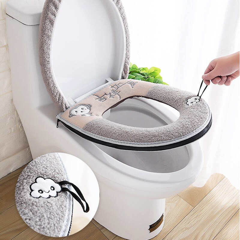 Toiletbril Mat Setbathroom Universele 2 Stks/set Kussen + Deksel Cover Warm Soft Wasbare Closestool Seat Case Winter Pad Bidet matten