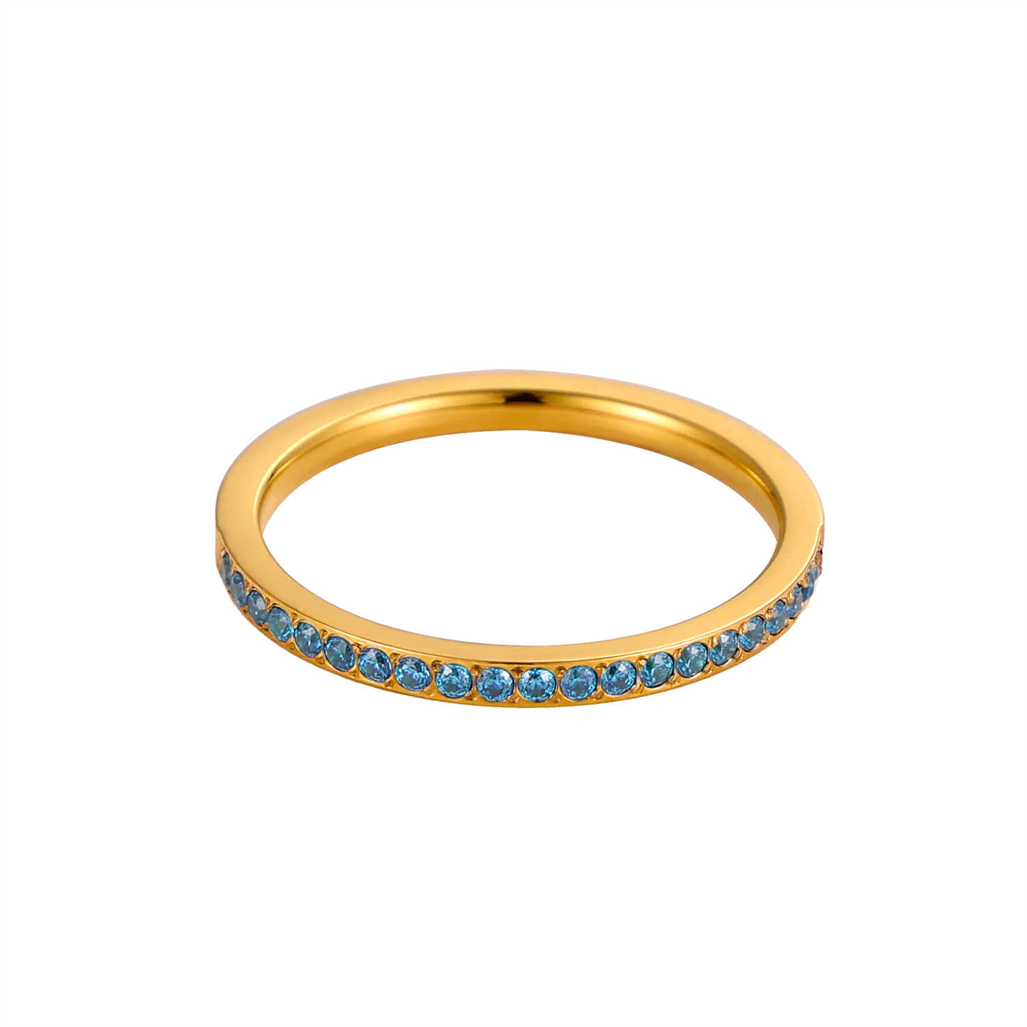 Carlidana mini zirkonia 12 geboortesteenringen voor dames, roestvrij staal, goudkleurige vingerring, verlovings- of trouwsieraad: 6 / Zwart