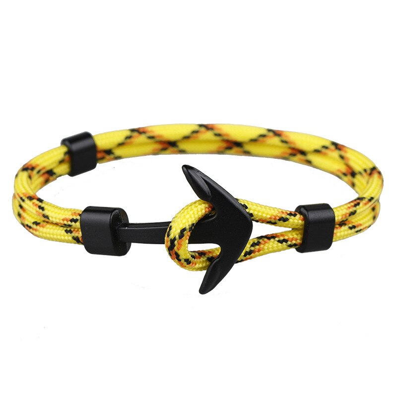 Black Color Anchor Hologram Bracelets Men Survival Rope Chain Paracord Bracelet Metal Sport Hooks: color 4