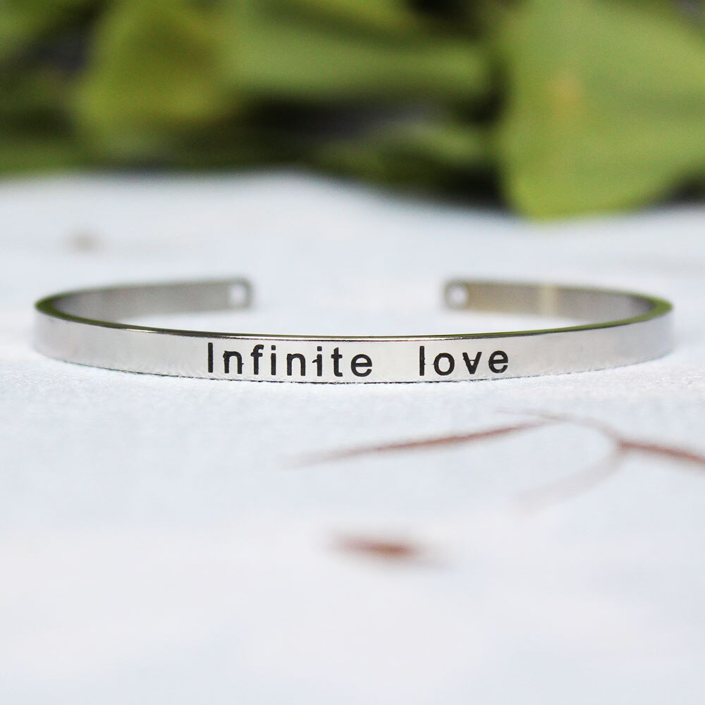 4mm Quotes Mantra Bracelets 316L Stainless Steel Open Cuff Bangle Female Inspirational Jewelry Bracelets SL-149: F