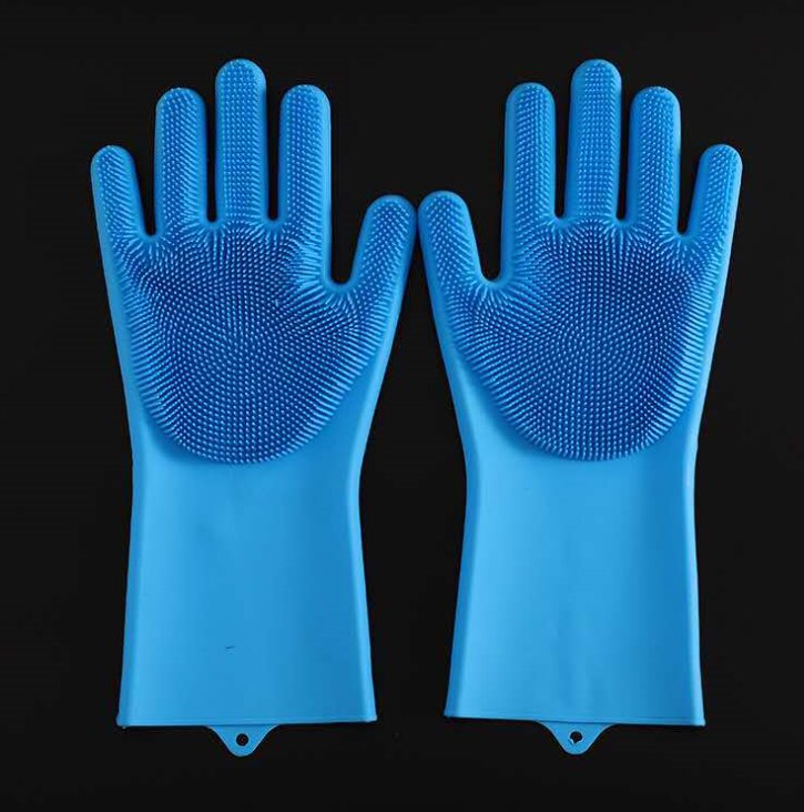 Silikone rengøringshandsker multifunktion magisk silikone opvaskemiddel handsker silikone handske køkkenudstyr: Blå