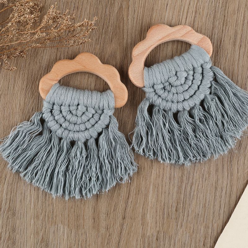 Vintage Baby Cloud Vorm Houten Bijtring Eco-vriendelijke Organische Houten Rammelaar Ring Chewable Baby Tandjes Speelgoed L9CD