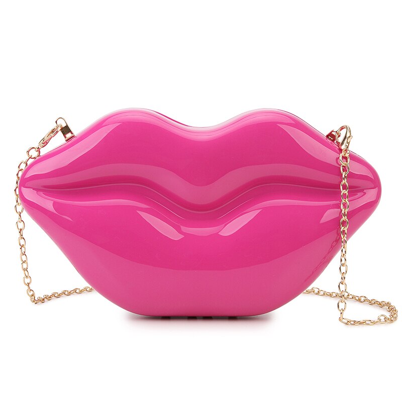 Rode Lip Styling Partij Bruiloft Clutch Tas Voor Vrouwen Mode Portemonnees En Handtassen Vrouwelijke Schouder Chain Crossbody Tas: dark hot pink