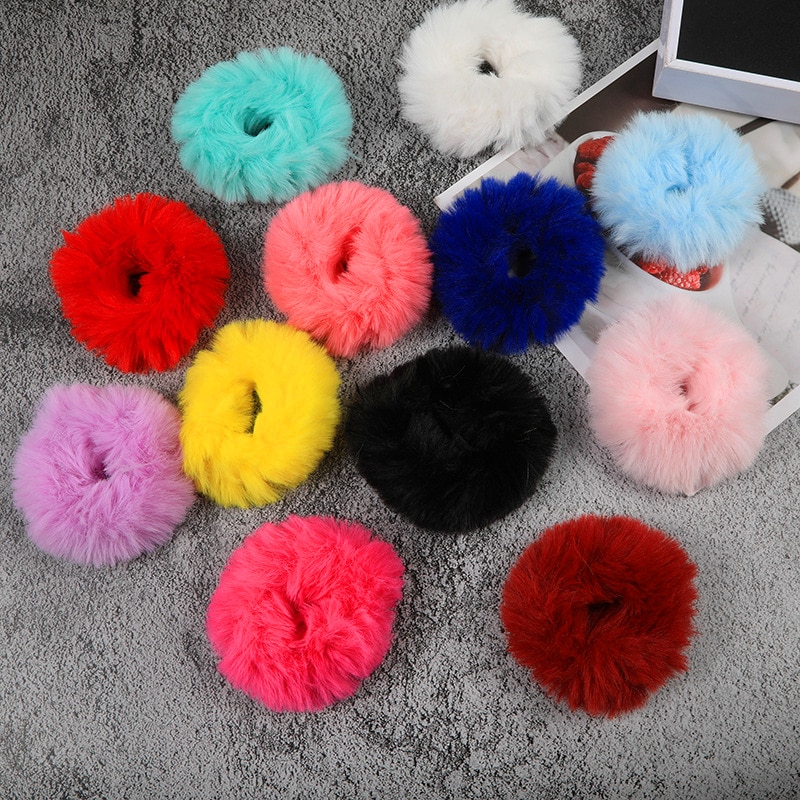 4.3 tum sammets scrunchie elastiska hårband för kvinnor hästsvanshållare plysch hårrep gummiband pannband håraccessoarer