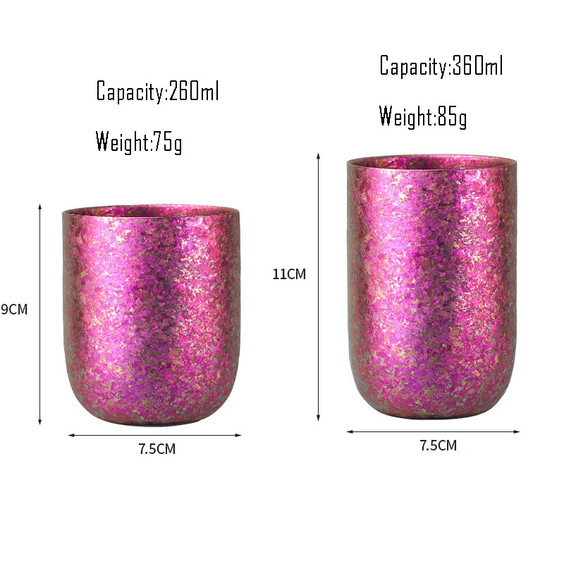 Taza de cáscara de huevo de 260/360ML, titanio puro de doble capa, aislamiento térmico, antiescaldaduras, antibacteriano y moho, taza en forma de U para el hogar: Azul / 200 ml