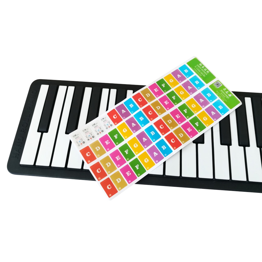 Autocollants Silicone Clavier Piano 61 Touches - Guide Notes Coloré Pour Débutants & Enfants