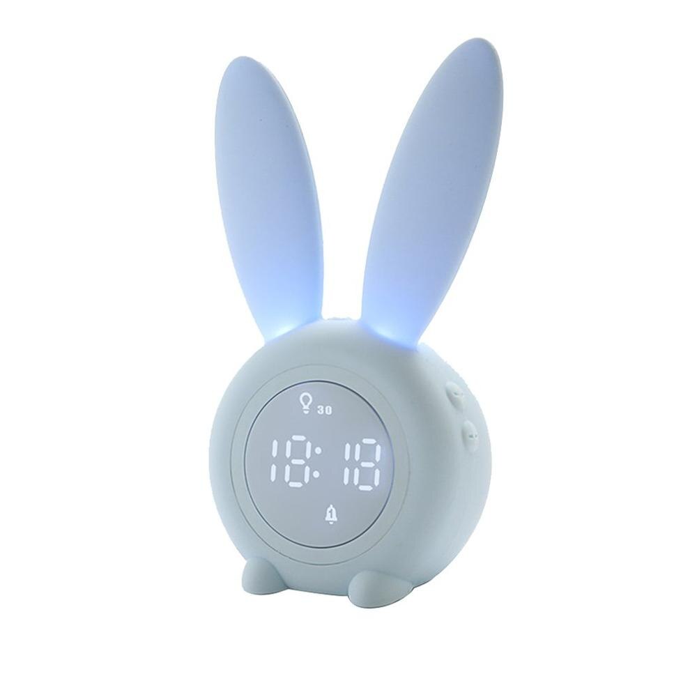 Portable Cute Rabbit Shape Digital Alarm Clock With Led Sound Night Light Function Table Wall Clocks For Home Decoration: Default Title