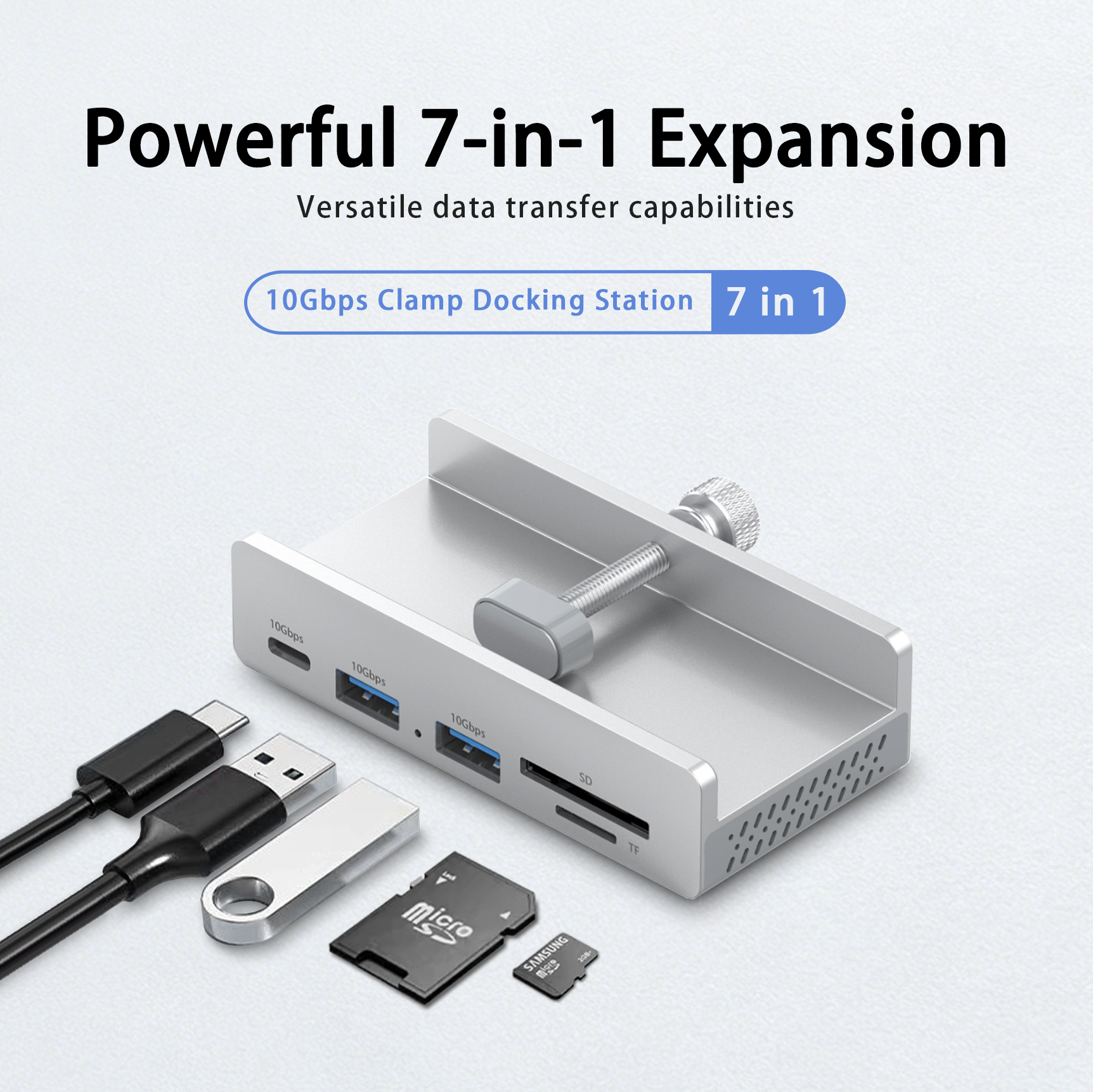 Eswirepro Clip-type USB 3.0 HUB Aluminum External Multi 4 Ports USB Splitter Adapter for Desktop Laptop Computer Accessories