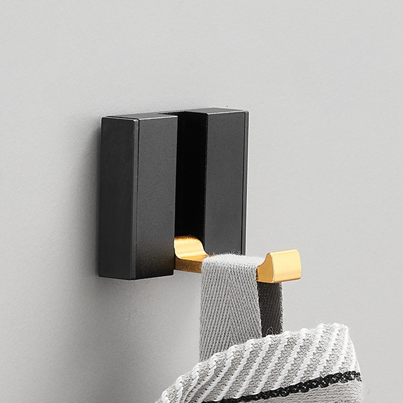 Zwart Gouden Robe Haken Vouwen Handdoek Hanger Installatie Muur Haken Coat Kleding Houder Voor Badkamer Keuken Slaapkamer Hal