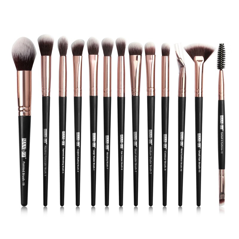 13pcs Pro Makeup Brushes Set Eye Shadow Blending Eyeliner Eyelash Eyebrow Brushes For Make Up Brush Tool Kit Maquiagem: Black rose gold