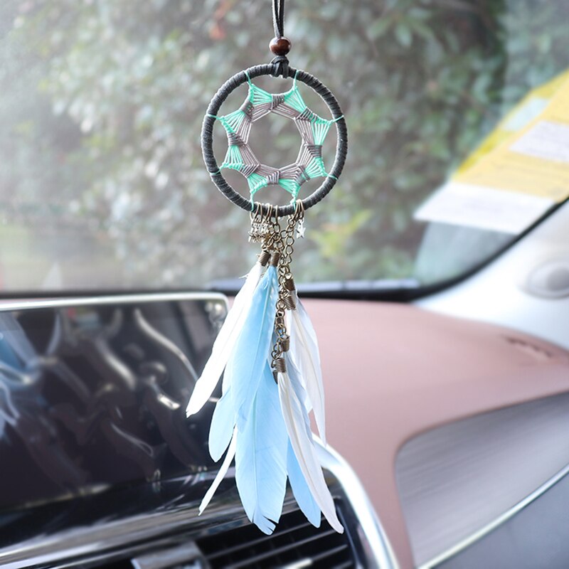 Dreamcatcher Auto Opknoping Ornamenten Auto Spiegel Hanger In Auto Accessoires Voor Meisjes Vrouwen Roze Home Room Decor Auto Windgong