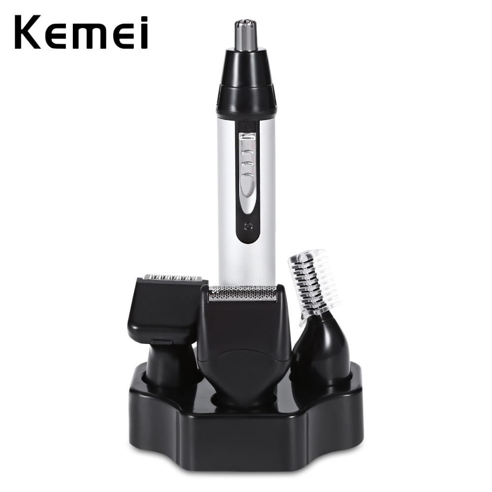 Kemei 4 in 1 Neue Wiederaufladbare Nase Bart Ohr Augenbraue Haar Trimmer Sicher Gesicht Pflege Rasierer Haarschneidemaschine Für Männer: EU Stecker