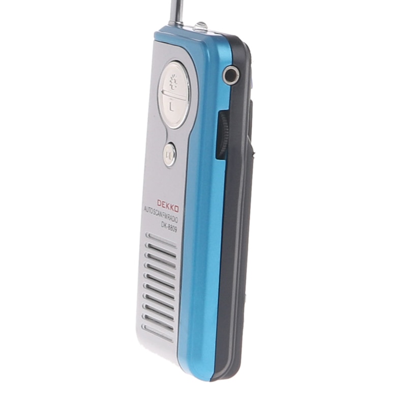 Mini Draagbare Auto Scan Fm Radio Ontvanger Clip Met Zaklamp Oortelefoon DK-8809 634A