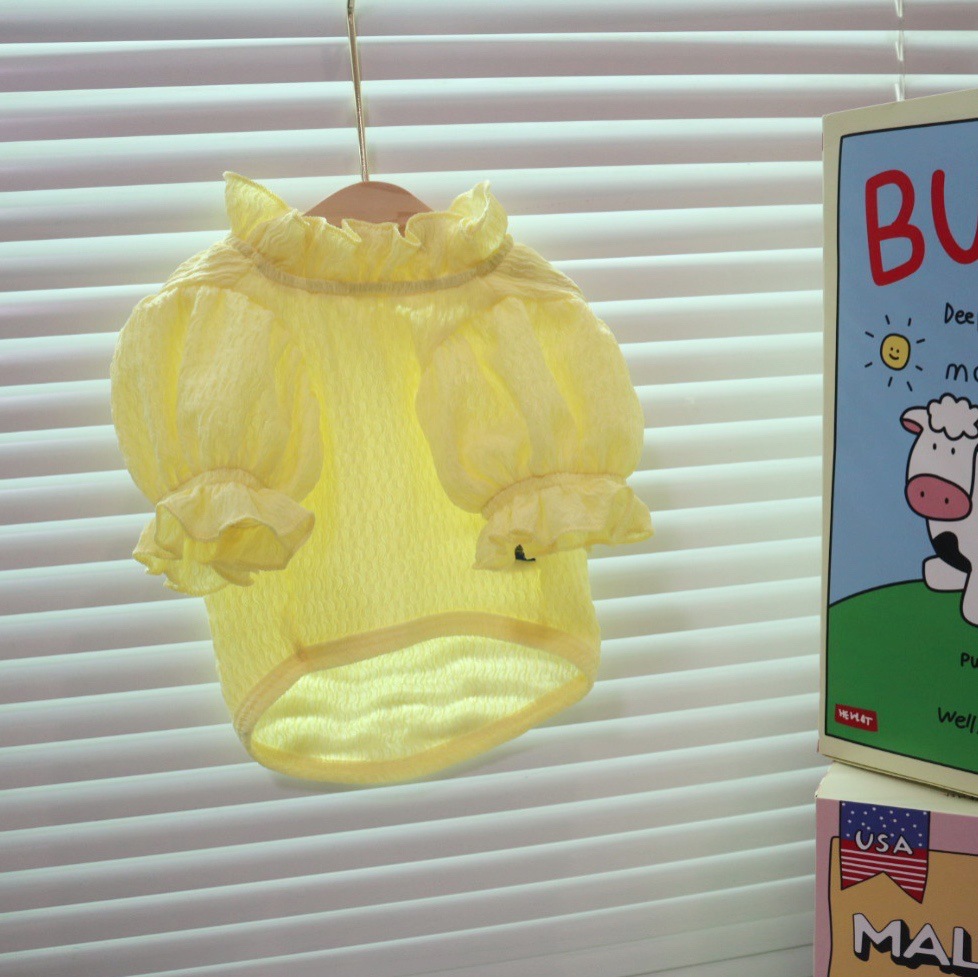 Dog Summer Clothes for Small Medium Dogs Sweet Frenchie Bulldog Tshirt Ice Silk Dog Vest Dog Girl Clothing Pug Cooling Vests: Yellow / FB