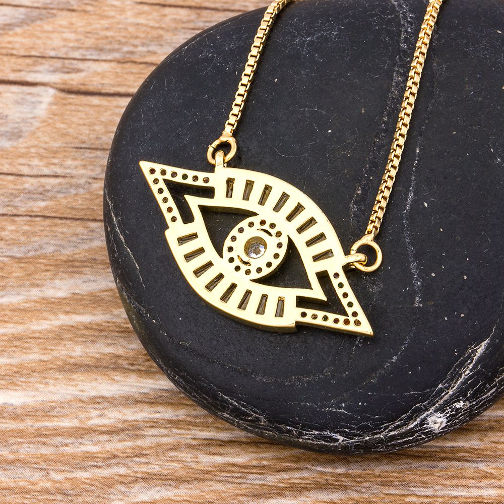 Classic Kubieke Koperen Zirconia Micro Pave Cz Stone Evil Eye Ketting Turkse Amulet Kettingen Voor Vrouwen Mannen Bescherming Sieraden