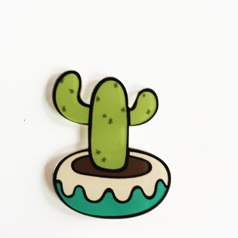 1 stuk cartoon cactus bonsai broche acryl badges iconen op de rugzak pin badge decoratie badges voor kleding: 01