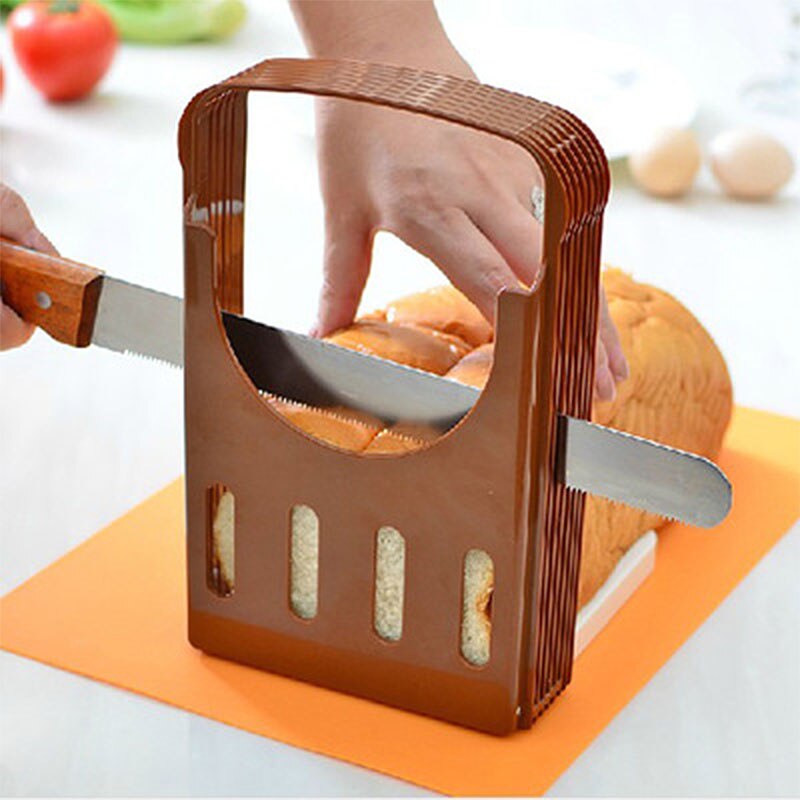 Bruin Handgemaakte Opvouwbare Toast Slicer Brood Cutter Snijden Gids Bakken Accessoires Keuken Tool