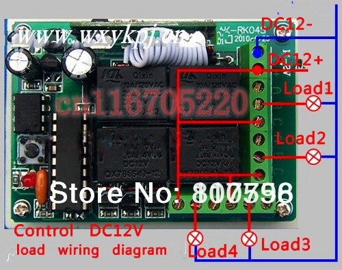 DC 12V 4 Channel Entrance Access Garage RF wireless remote controller switch system 1Receiver & 5 Transmitter/ Toggle /Momentary