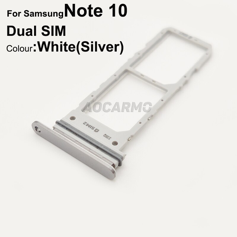 Aocarmo Enkele Sim Dual Sim Metalen Plastic Nano Sim Card Tray Microsd Slot Houder Voor Samsung Galaxy Note 10 Note X SM-N9700: White  Dual SIM