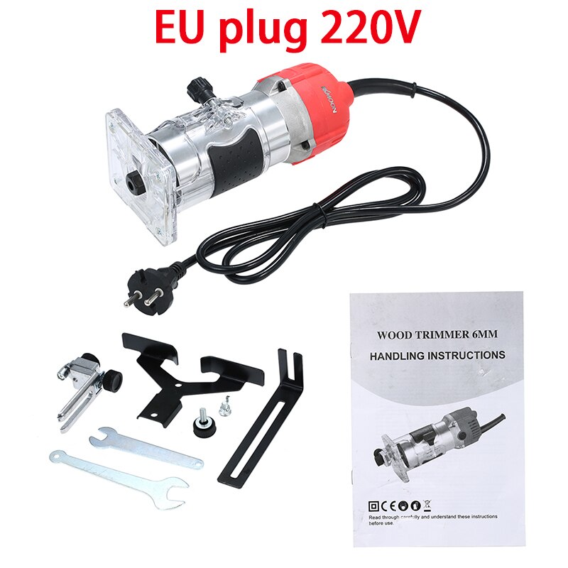 220V 800W Electric Trimmer Laminate Edge Trimmer Collet Wood Router Woodworking Milling Engraving Slotting Machine: 220V EU Plug