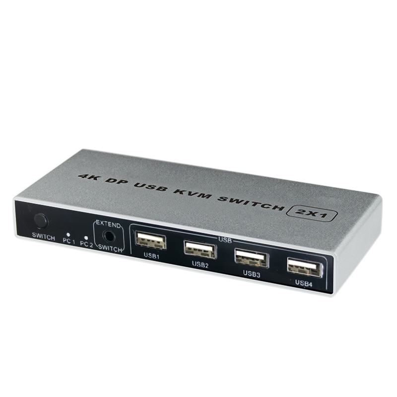 Displayport KVM Switch 4K/60Hz, conmutador de doble puerto DP 1,2 KVM, 2 en 4 salidas para compartir teclado de impresora, ratón (enchufe de la UE): Default Title