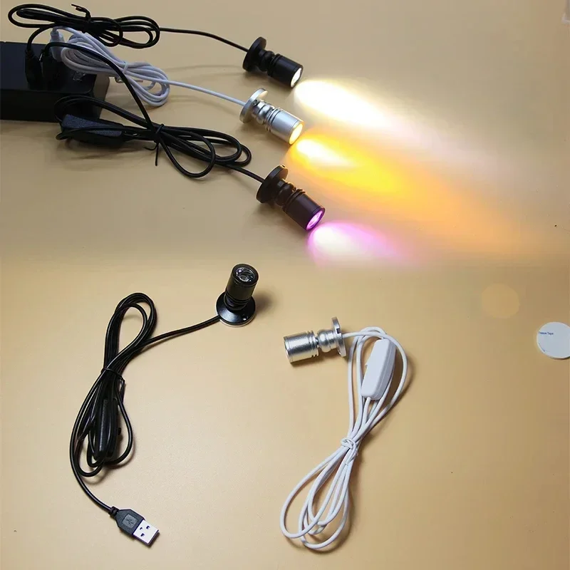 USB 5V Led Spot Light 1W Opbouwkast Showcase Teller Sieraden Lamp Draaibare Hoek Plafond Mini Spotlight