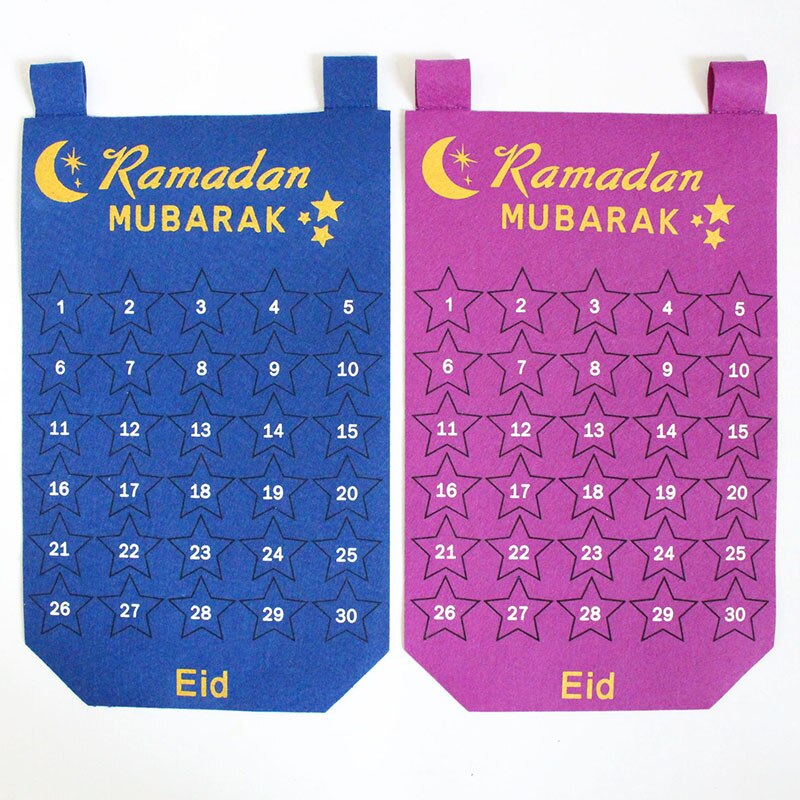 1 stk filt ramadan kalender gør-det-selv håndværk vedhæng nedtællingskalender hængende tallerken hjemmepynt med stjernefilt festartikler