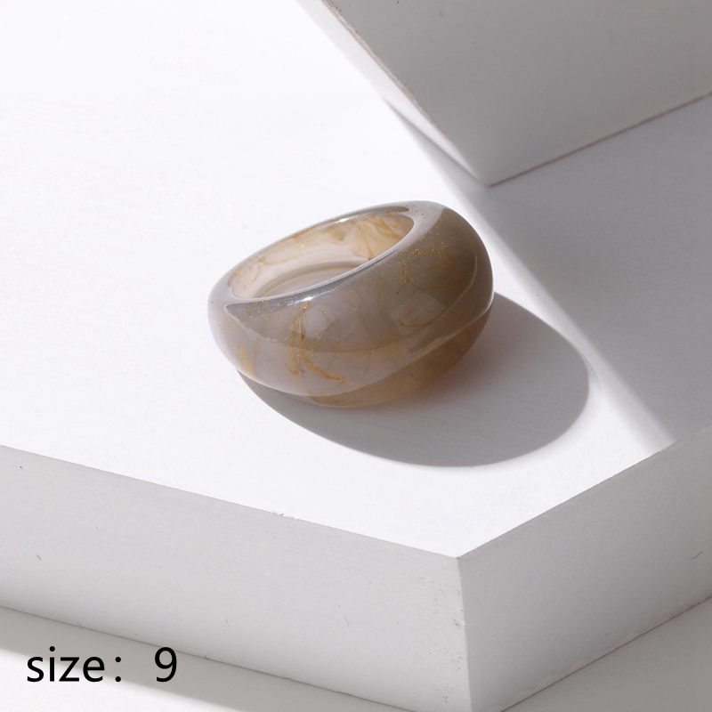 KUSS FRAU Neue Bunte Transparente Acryl Unregelmäßigen Marmor aufbringen Ring Harz Schildkröte Ringe für Frauen Mädchen Schmuck: Champagner