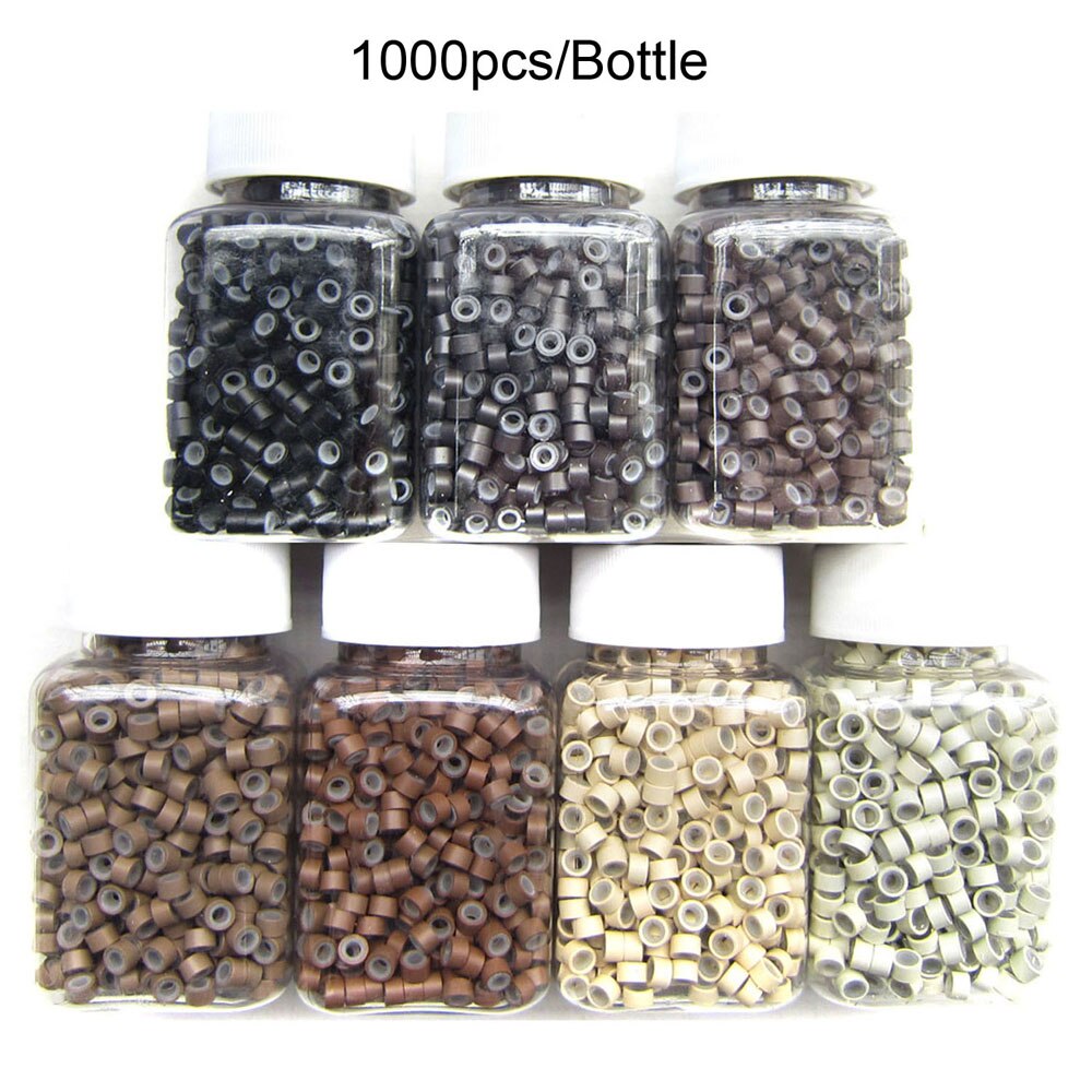 1000pcs 5.0mm Silicone Micro Ring Aluminium Micro Silicone Rings/Links/Beads Hair Extensions Tools For Human Hair