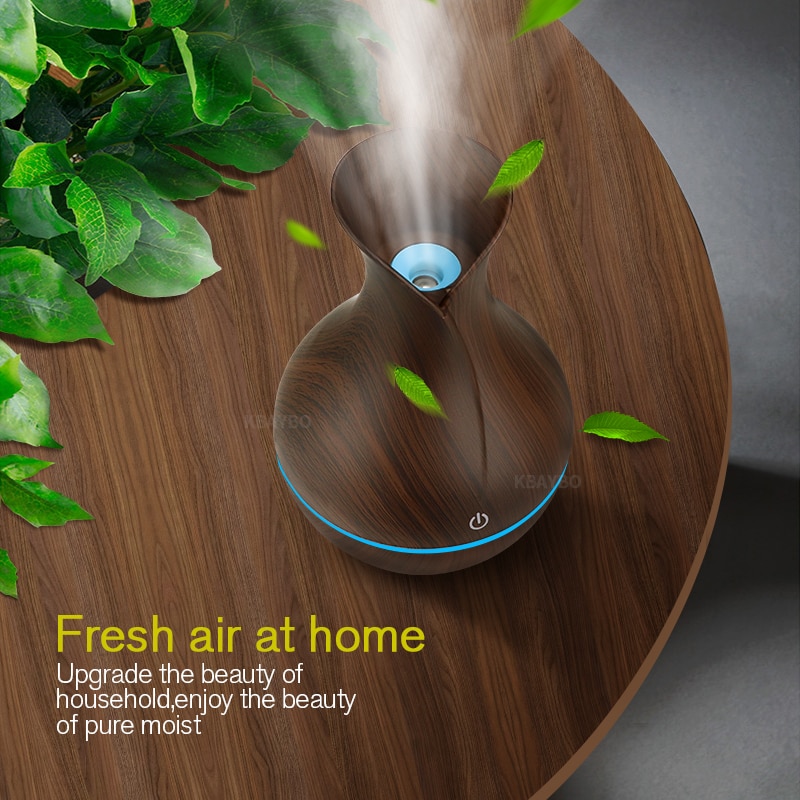 KBAYBO 130ml USB difusor de aceites aromáticos humidificador eléctrico de madera humidificador de aire ultrasónico aromaterapia LEDlight nebulizador para el hogar