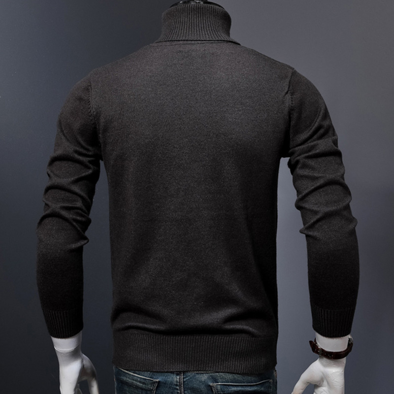 Cooleep Heren coltrui trui slim fit gebreide truien basic lange mouwen pullover tops voor mannen, Beige, XXL