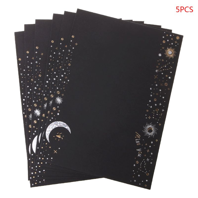 6pcs/pack Starry Sky Writing Letter Envelope Romantic Small Fresh Japanese Style Letter Bag: Black