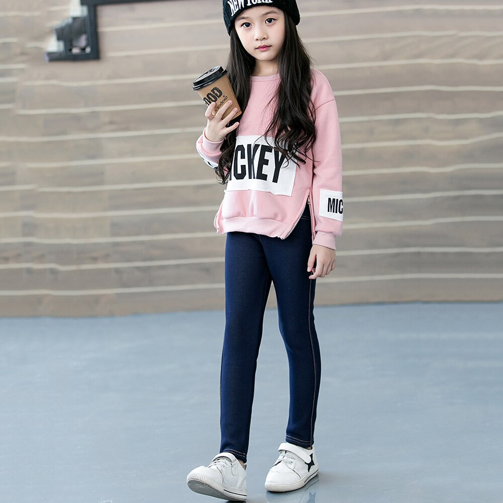 CYSINCOS Kids Girl Jeans Pants Winter Thick Plus Velvet Warm Long Trousers Baby Girl Leggings Stretch Jeans Children Denim Pants