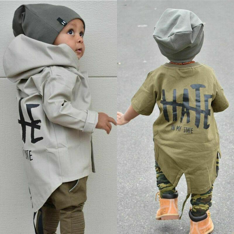 Newborn Baby Boy Kid Top Windbreaker Hooded Outwear Coat Jacket Overcoat Clothes