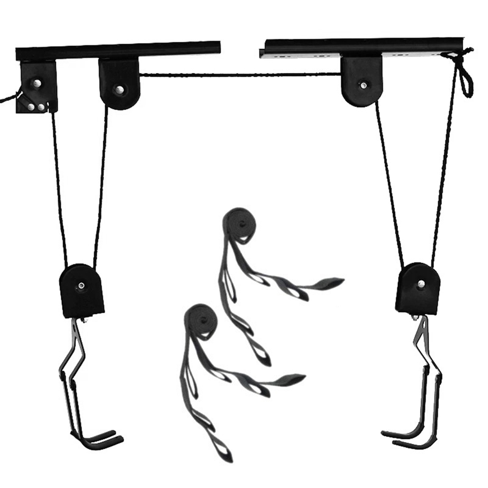 Sistema de polea de elevación de bicicleta de garaje con rodamiento de 60kg, estante de bicicleta superior, colgador de bicicleta de techo resistente: Borgoña