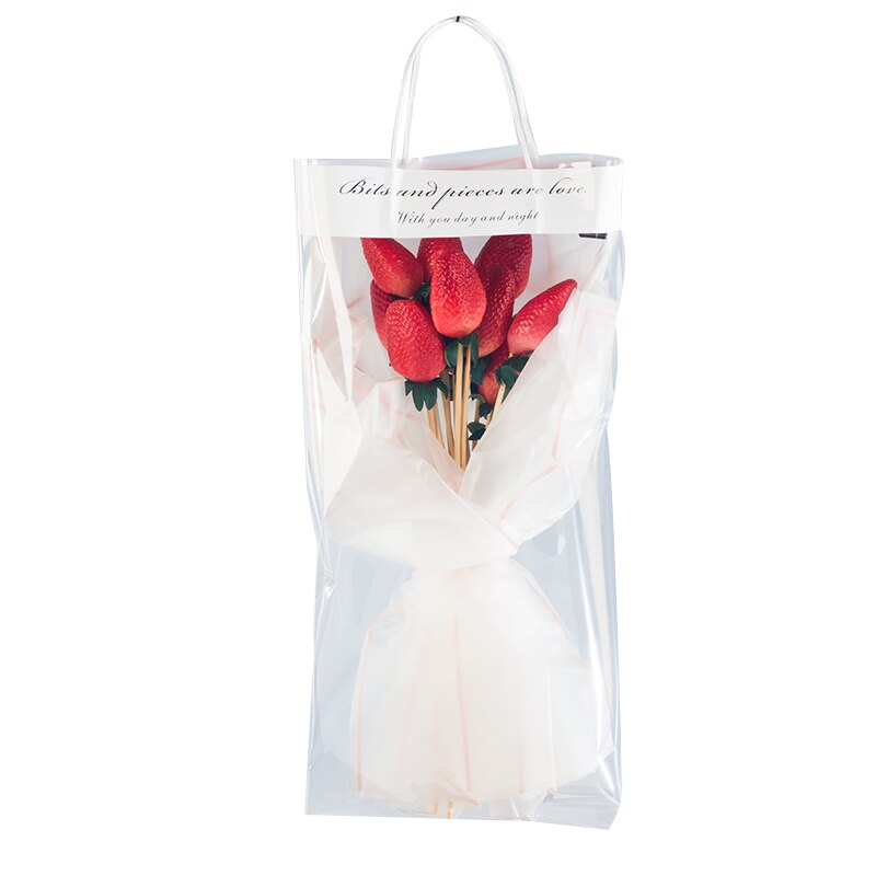 Sacs transparents avec poignées pour fleuriste, 10 pièces, sac à main Transparent étanche pour emballage de en plastique pour fleurs