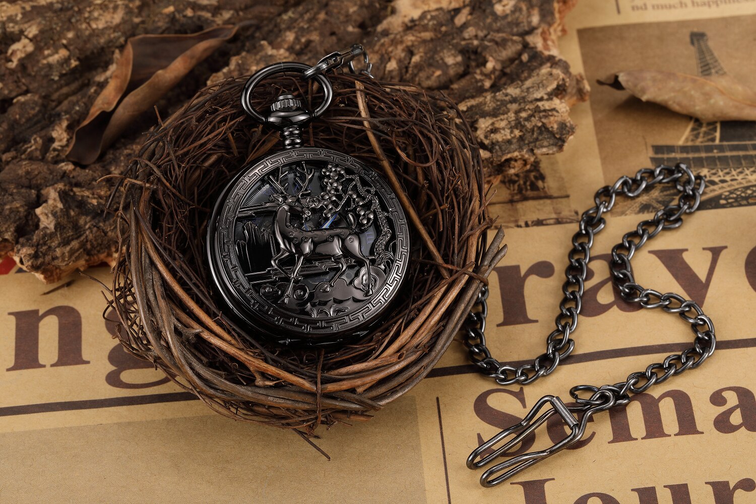 Antiek Zakhorloge Steampunk Vintage Romeinse Cijfers Automatische Mechanische Mannen Horloges Ketting Retro Klok Keten Reloj Hombre: 4