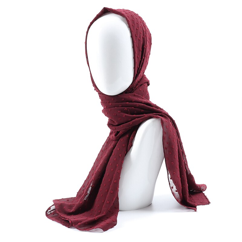 Écharpe longue châle en mousseline de soie | pom bulle, bandeau musulman, maxi points islamiques, écharpe hijab uni