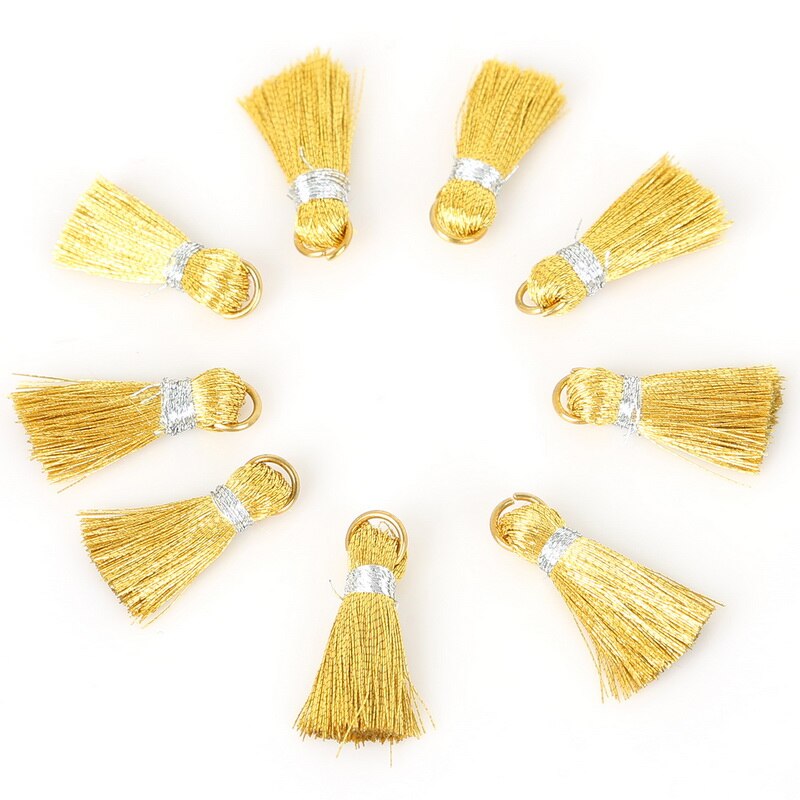 ! 20 stuks 20mm mini zijden kwastjes oorbellen goud zilver kwastjes bedeltjes hanger diy handgemaakte sieraden bevindingen