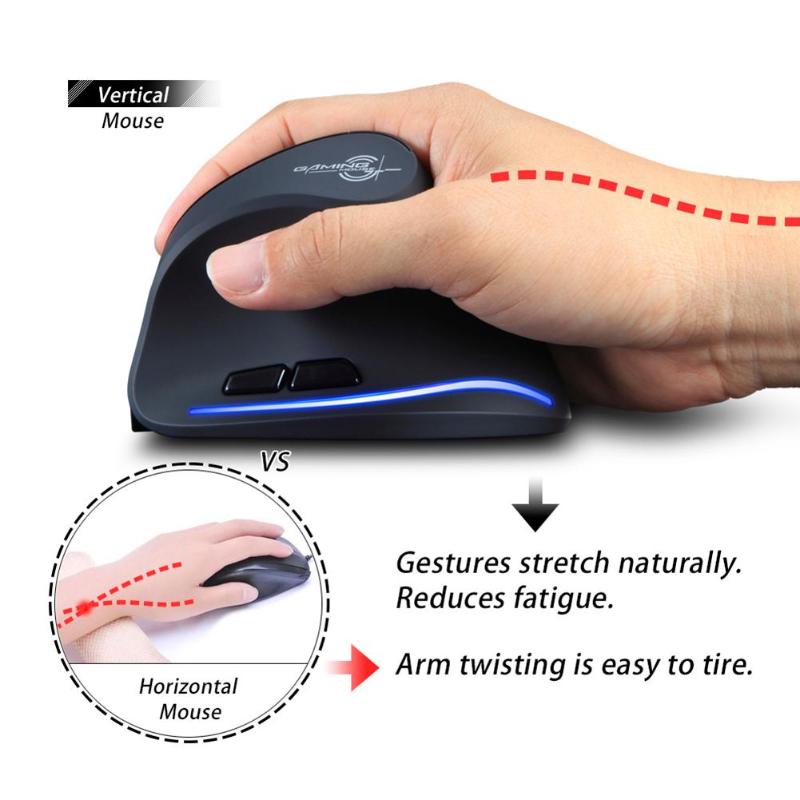 ZELOTES-ratón inalámbrico F-35, dispositivo con 6 botones, recargable, 2400 DPI, ajustable, ergonómico, óptico, Vertical